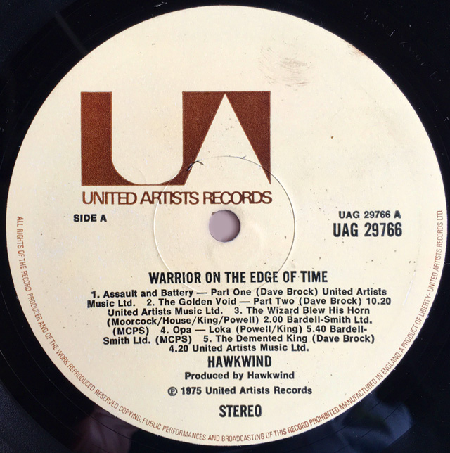 Hawkwind Warrior On The Edge Of Time label